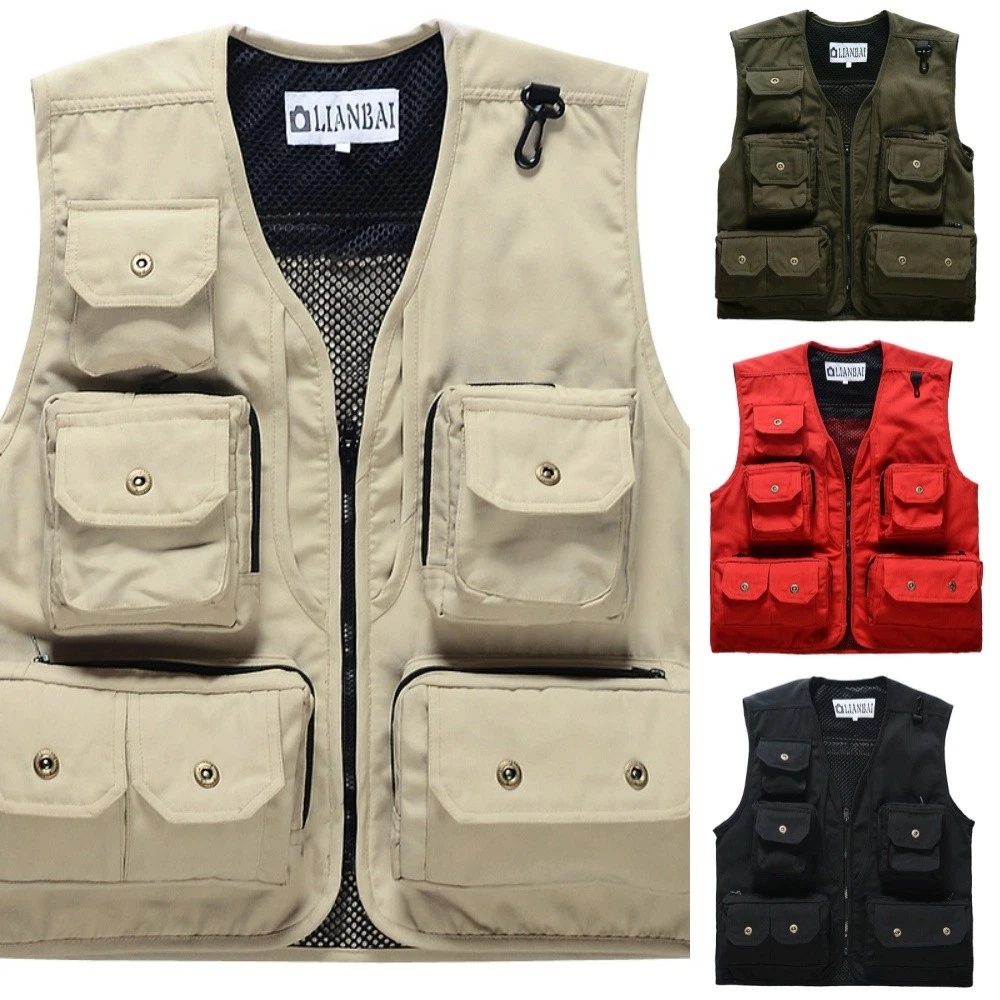 Men Workwear Vest Multi Pockets Outdoor Utility Vest Workwear Gilet Casual
Opens in a new window or