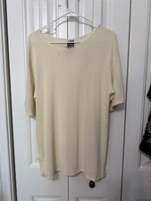 Vintage ASSA Casuals nylon slinky knit top ivory made in USA Womens Small