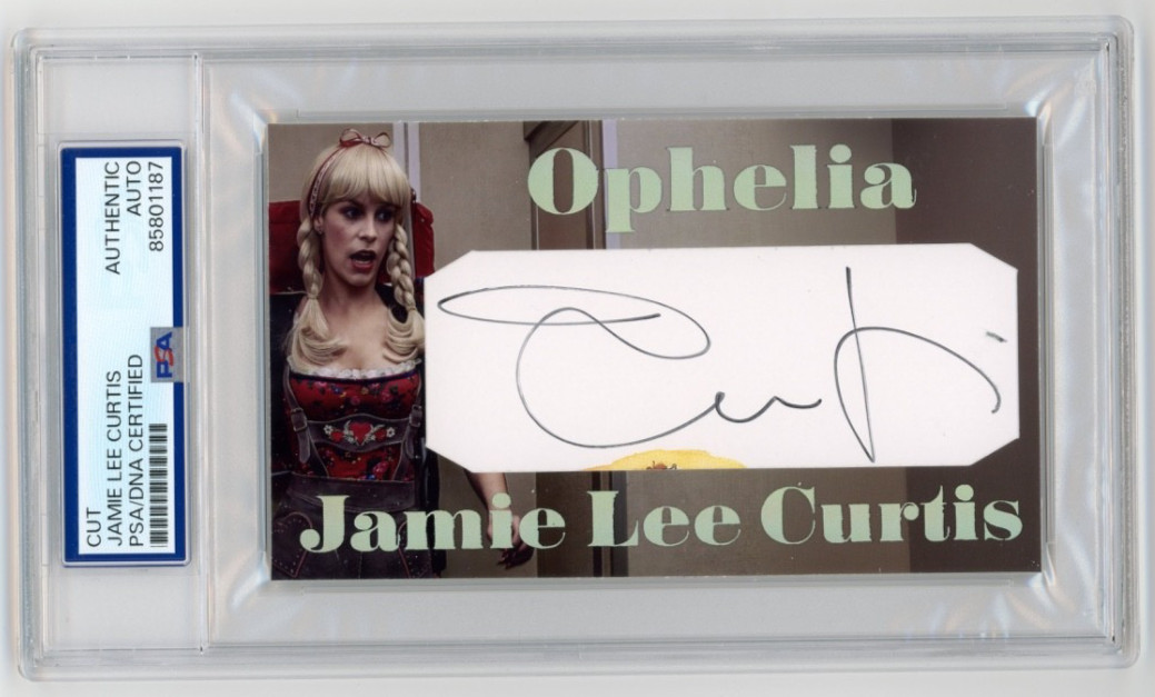 Jamie Lee Curtis Signed Cut Custom Trading Places Card 3x5 Card PSA DNA AUTO