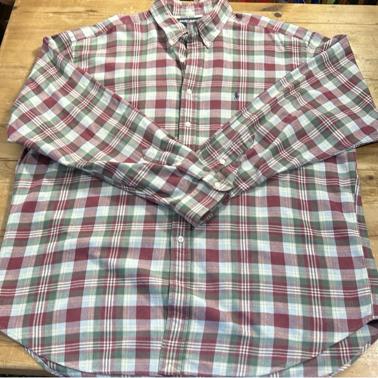 Ralph Lauren Golf Tilden Plaid Flanella Bottoni Camicia Uomo XXL Polo Pony