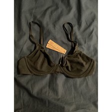 SKIMS Cotton Jersey T-Shirt Bra Soot Black Underwire Size 32C NEW