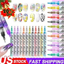 12 Colors Nail Art Pens Set, 2026 New DIY Nail Art Markers Drawing Painting Line