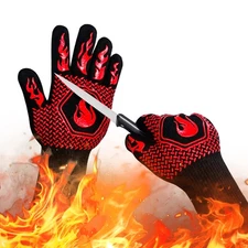 BBQ Fireproof Gloves, Grill Cut-Resistant Gloves 1472°F Heat Resistant Gloves...