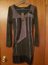 John Fashion Wool Applique sweater dress NWT Gray Size Small