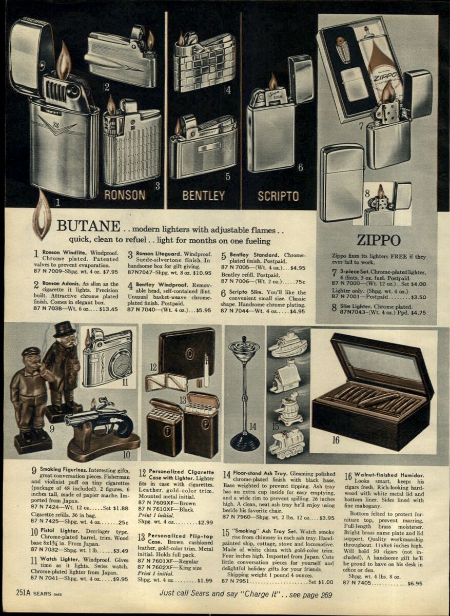 1965 PAPER AD Zippo Cigarette Lighter Chrome 3 Piece Kit Set