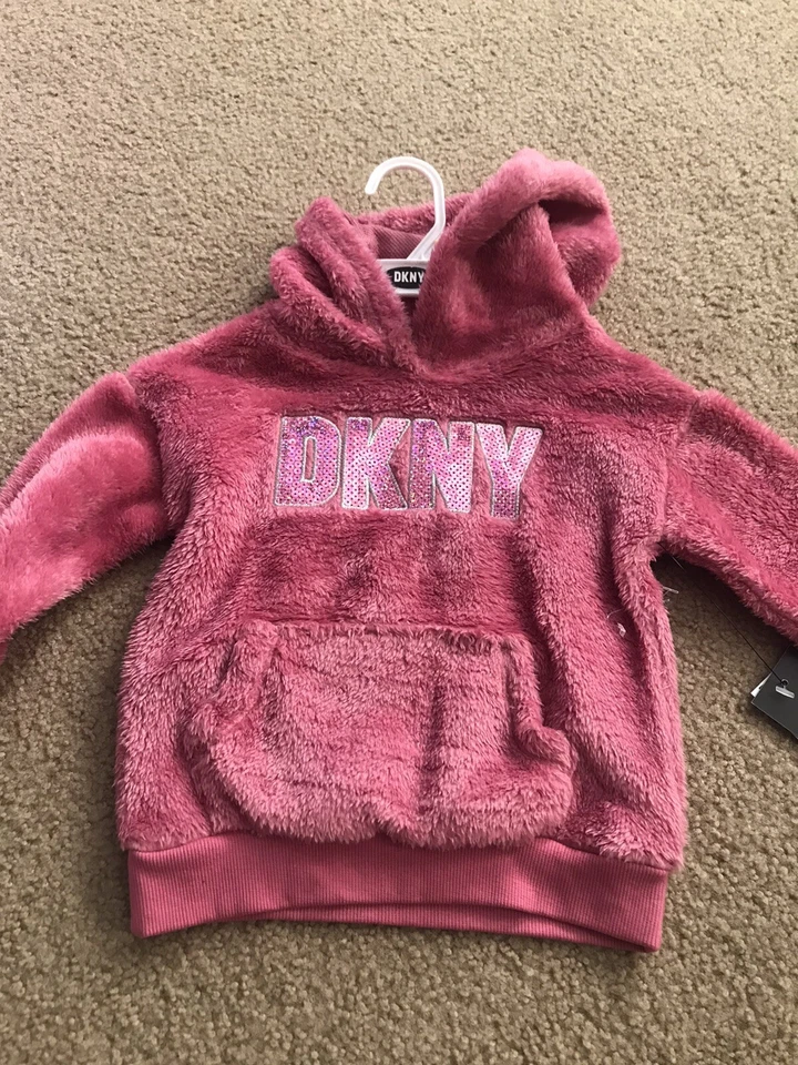 DKNY Toddler Girls Size 3T 2Pc Set Fleece Hoodie Leggings Pants Pink NWT - Image 3 of 4