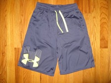 Under armour HeatGear Loose Boys LARGE Gray 8" Basketball shorts pockets 1341128