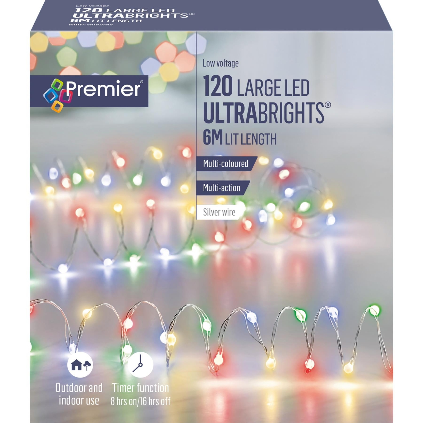 Christmas Fairy Lights 120 Multi-coloured LEDs Indoor/Outdoor Wire Decorations