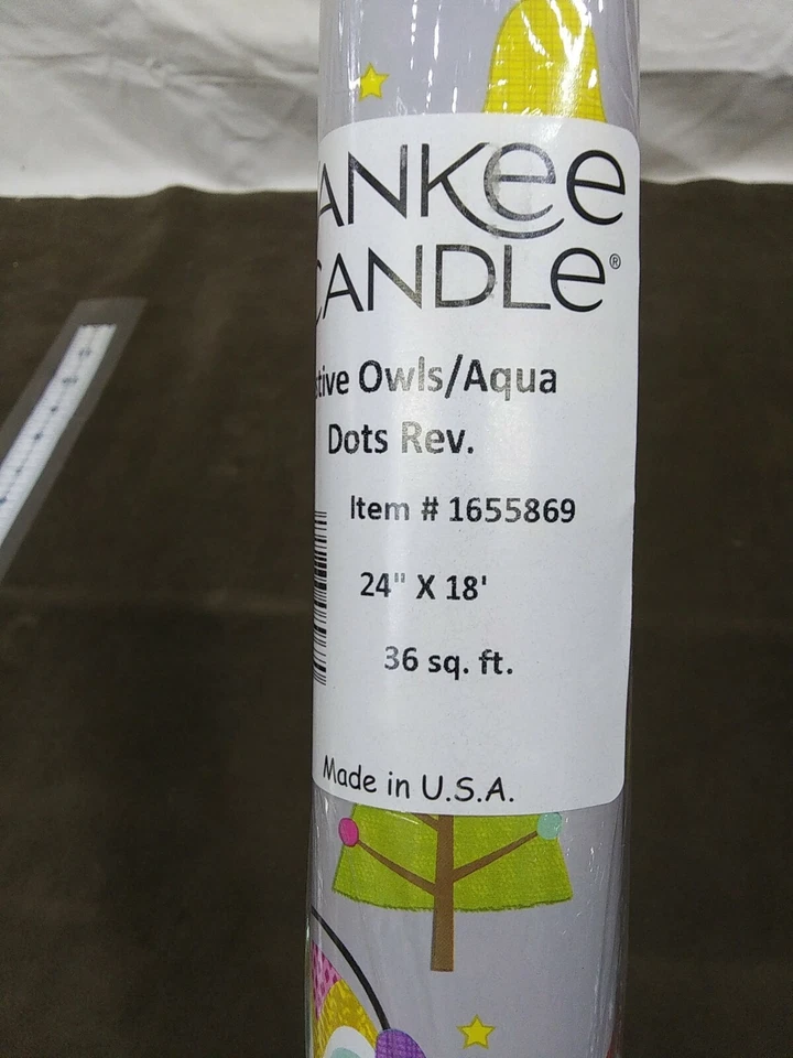 Yankee Candle #1655869 festive owls aqua dots reversible gift Wrapping Paper - Image 3 of 4