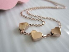 18KGP Rose Gold Stainless Steel Triple Loving Hearts Pendant Necklaces