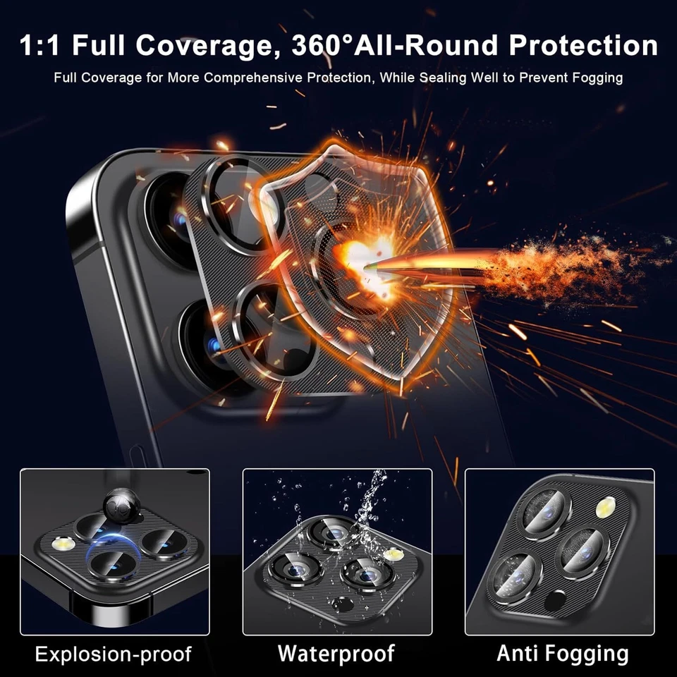 Paquete de 2 cubiertas protectoras metálicas para lentes de cámara para iPhone 15 Pro Max/15 Pro/15 Plus/15 Foto 4 de 4
