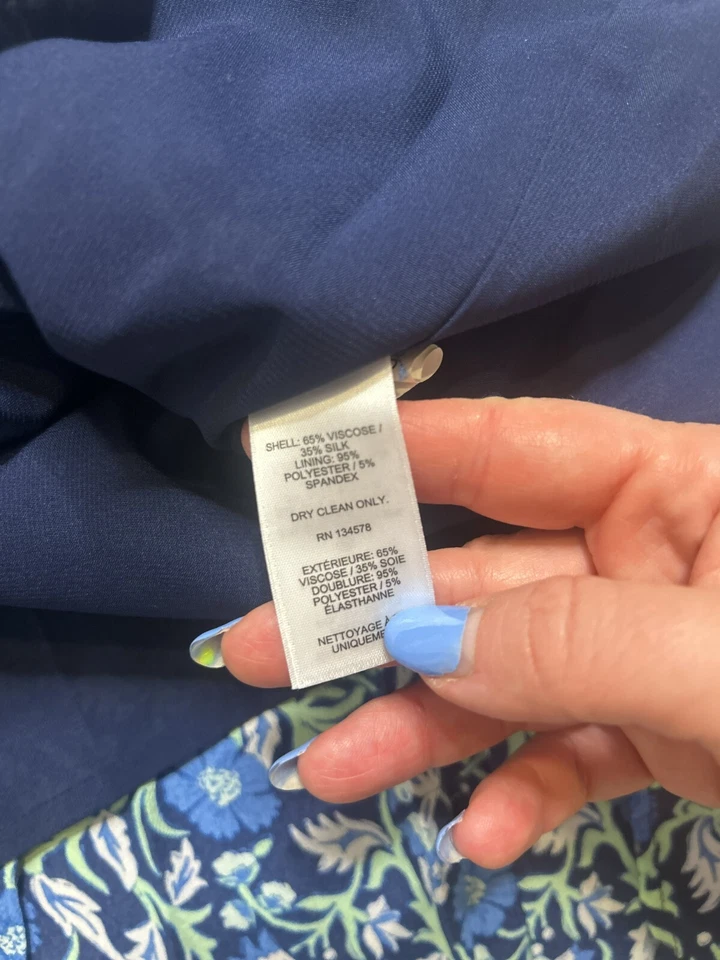 Falda Vineyard Vines Mujer Mediana Azul Verde Floral Fluida Cintura Seda Usada en Excelente Condición Foto 3 de 4