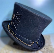 ROCK ON Wool Felt TOP HAT Victorian Steampunk CLASSIC Style Cosplay TOPPER
