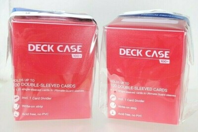 2 ULTIMATE GUARD DECK CASES 100+ Sleeved Card Storage Box Ruby Red Standard Size