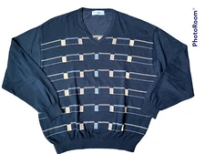 St. Croix Shop Square Pattern Cotton/Microfiber Golf Sweater Black  Men's Large