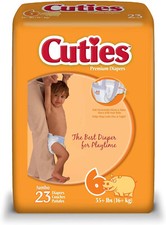23 Count Cuties Premium Baby Diapers, Size 6 35 lbs 