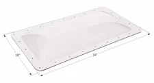 RV Skylight 4" Bubble Type Rectangular 14"x 30", 18" x 34" Flange, Clear