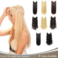OneDor 20"/24" Curly/Striaght Synthetic Hair extensions-Transparent wire/No clip