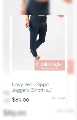 Zyia Active Navy  Peak Zippered  Comfortable Jogger