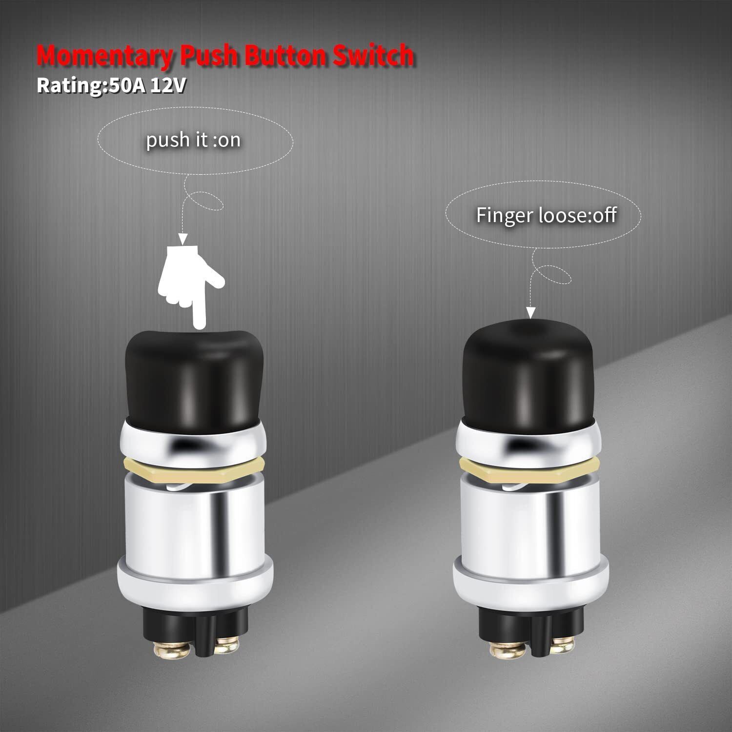 Set of 1 12 Volt DC Heavy-Duty Start Momentary Push-Button Starter ...