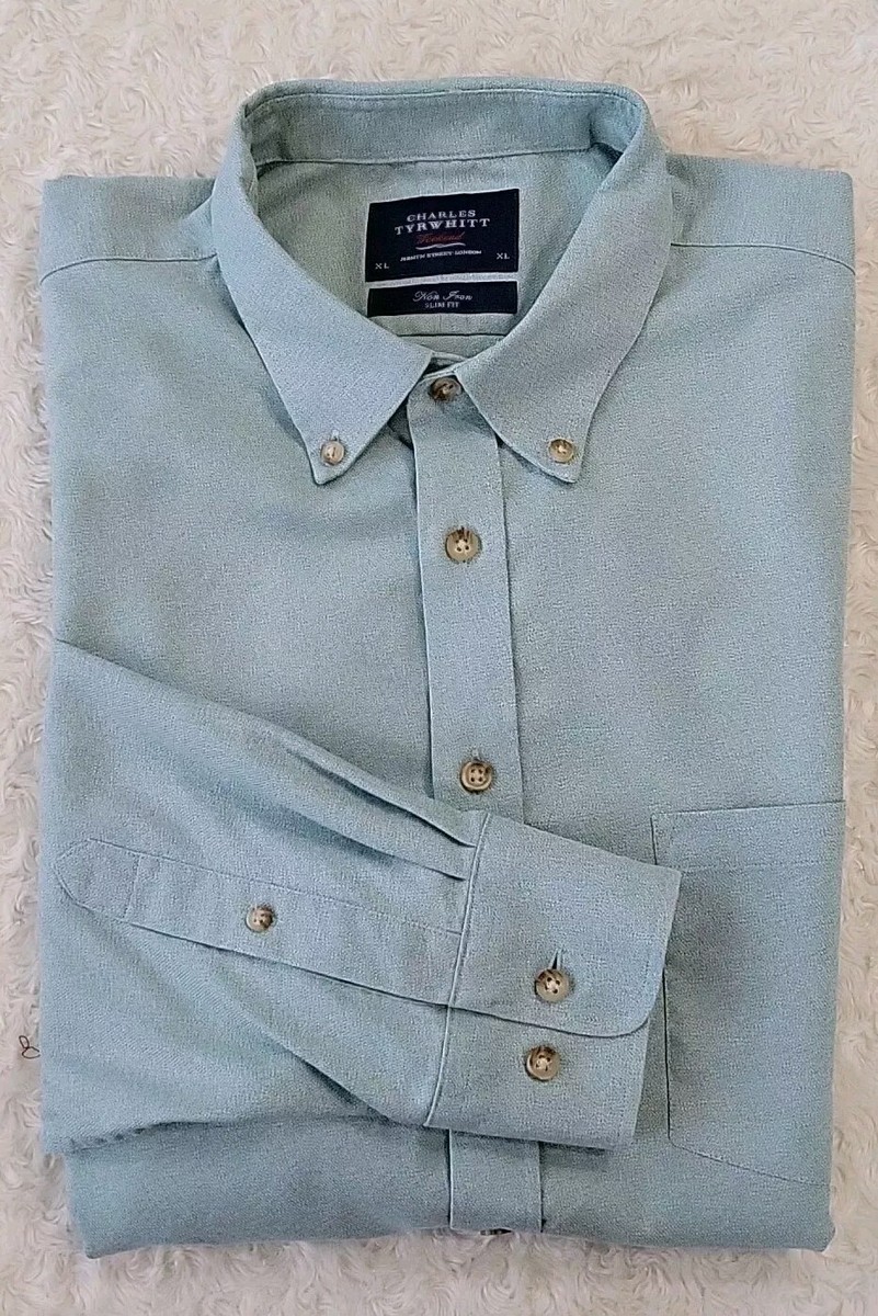 🇬🇧 Charles Tyrwhitt Weekend Non-Iron, Slim Fit, Button Down, Green 💚 XL