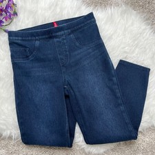 Spanx Ankle Leggings Blue Pants Size S/P Pull On Cotton Blend