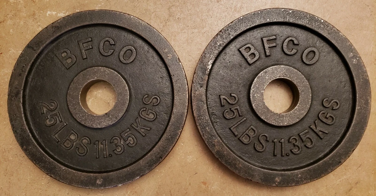 Pair of BFCO vintage 25 lb Olympic weight plates 50lbs total