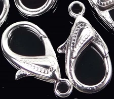 4 X-Large Plated Silver Pewter Lobster Claw Clasps 30x16mm