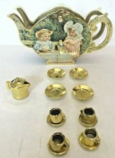 VINTAGE 1983 TEA SET CONTAINER MINIATURE COMPLETE B. SHACKMAN  CO. Girl Gift
