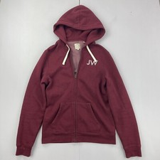 Jack Wills Hoodie Medium Red Mens Hooded Sweatshirt Full Zip Logo Graphic Print