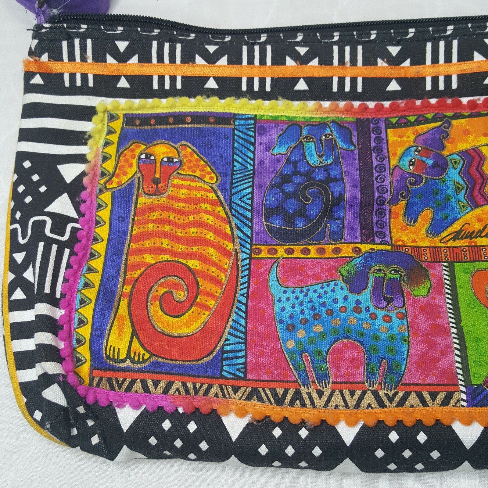 Dog Tails Patchwork Laurel Burch Medium Canvas Pu… - image 2