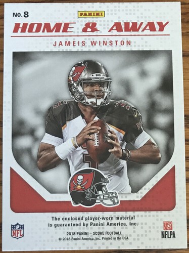 2018 Score Home & Away Jerseys Jameis Winston #8 Tampa Bay Buccaneers - Picture 2 of 2