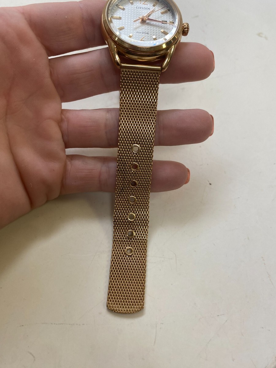 Citizen Eco-Drive Watch Women 35mm Gold Tone Black Dial Date J810