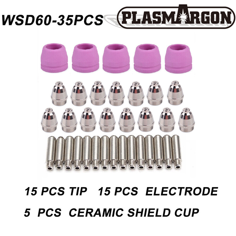 WSD60 35pcs Air Plasma Cutter Cutting Torch Consumables  for Cut