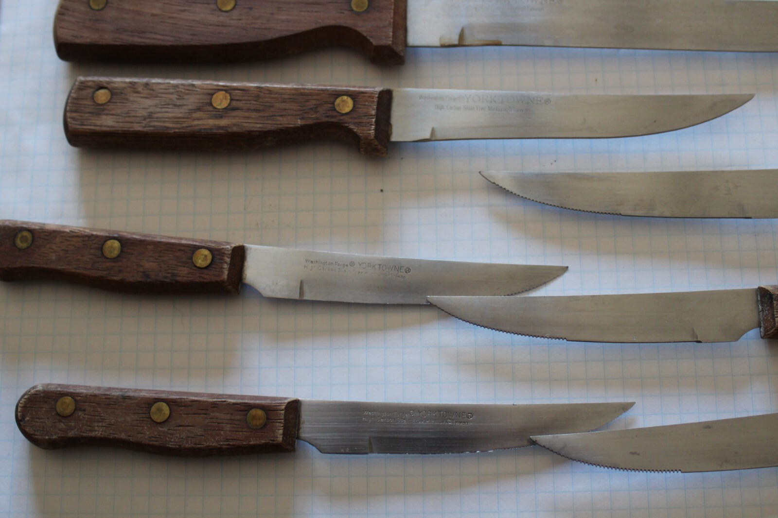 Vintage Washington Yorktowne 8 Knife Set Chef Slicer steak Knives