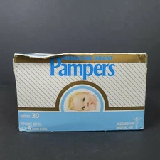 VTG 30 Premature Infant Pampers 1980s Movie Prop Unopened Diapers Preemie Box