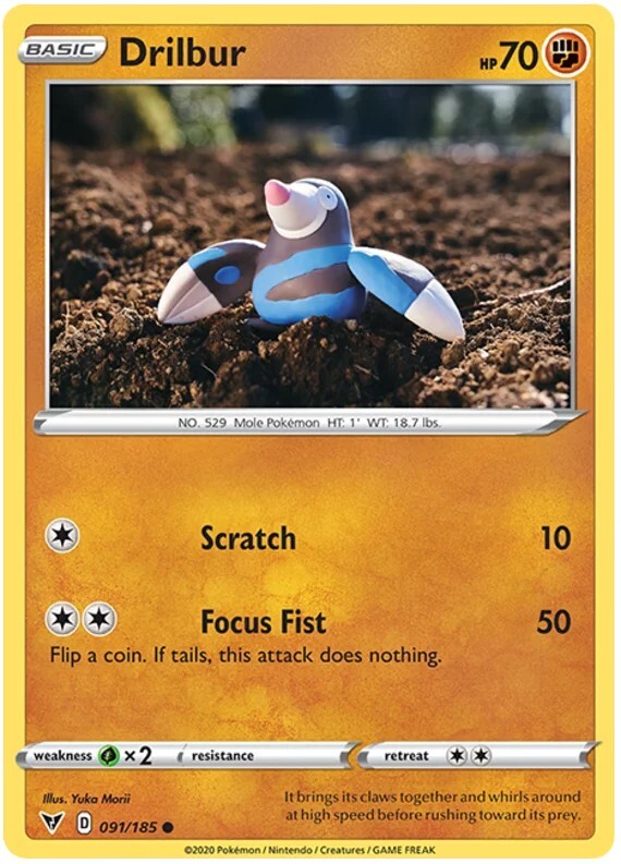 Drilbur Pokemon TCG Card 091/185