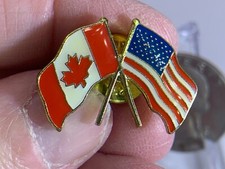 State USA & Canadian Flag Vintage Tack Pin T-1921