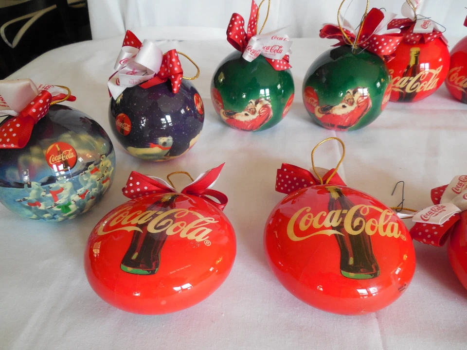 Coca Cola ball Christmas ornament set of 11 1990's - Image 2 of 4