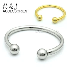 Stainless Steel Silver/Gold Plated Round Cuff Adjustable Handcuff Bracelet