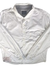 Marc Echo No. 72 Men's 2XL Embroider Paisley Long-sleeved Button Up Shirt White