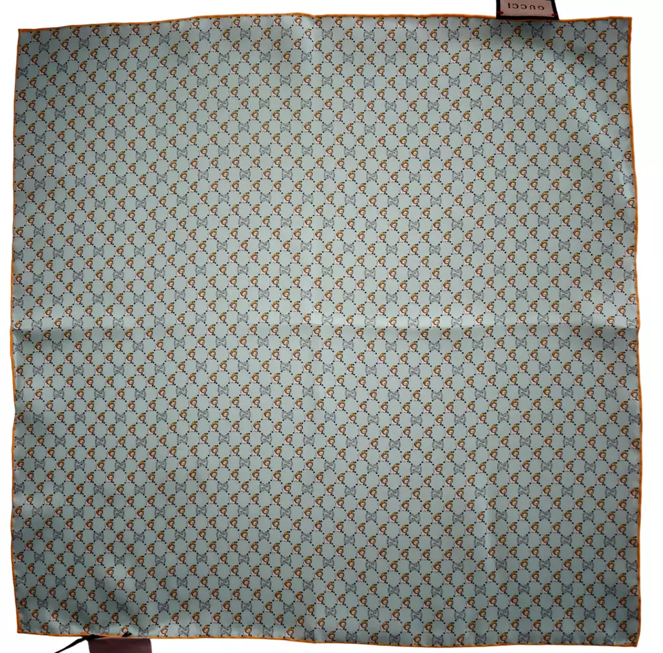 🆕️NUEVO Pañuelo Cuadrado de Bolsillo Auténtico Estampado ANIMAL GUCCI PIKARAR 100% SEDA Foto 4 de 4