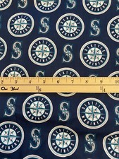 1/4 Yard 9  x58  Seattle Mariners Print MLB Baseball Cotton Quilting Fabric
