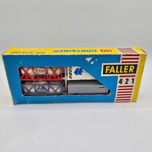 Faller HO 443 Container Wagons ESSO, ARAL, DB, HAPAG-LIOYD Germany 1:87 Scale