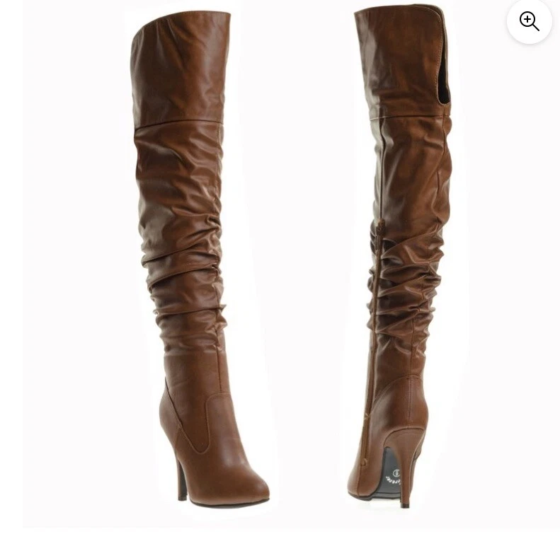 womens thigh high leather boots sz 7 - Image 3 of 4