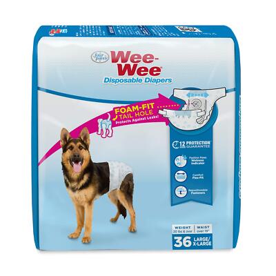 Wee Wee Disposable Dog Diapers Extra Small 36 Count 12 Hour Protection