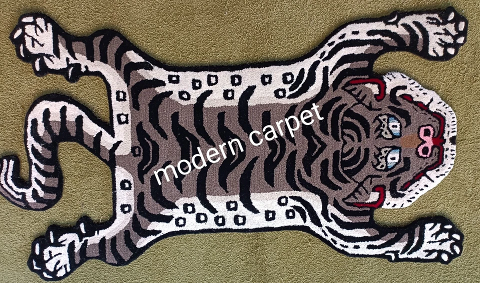 Tibetischer Tiger Teppiche 3 x 5 Fuß Handarbeit 100 % Wolle handgetuftet für ... - Bild 3 von 4