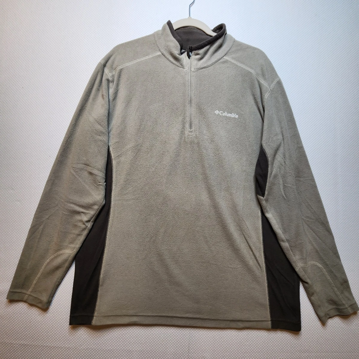 Columbia Men Sweatshirt Large Beige Brown Colorblock 1 4 Zip