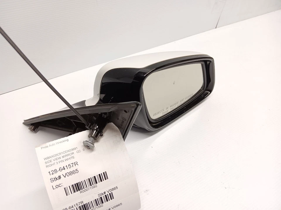 Espejo retrovisor derecho blanco OEM 11-13 BMW F10 528i 535i 550i Foto 2 de 4