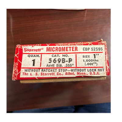 Starrett 569B-P Outside Micrometer 0-1 in Mechanical 0.001 in Resolution
